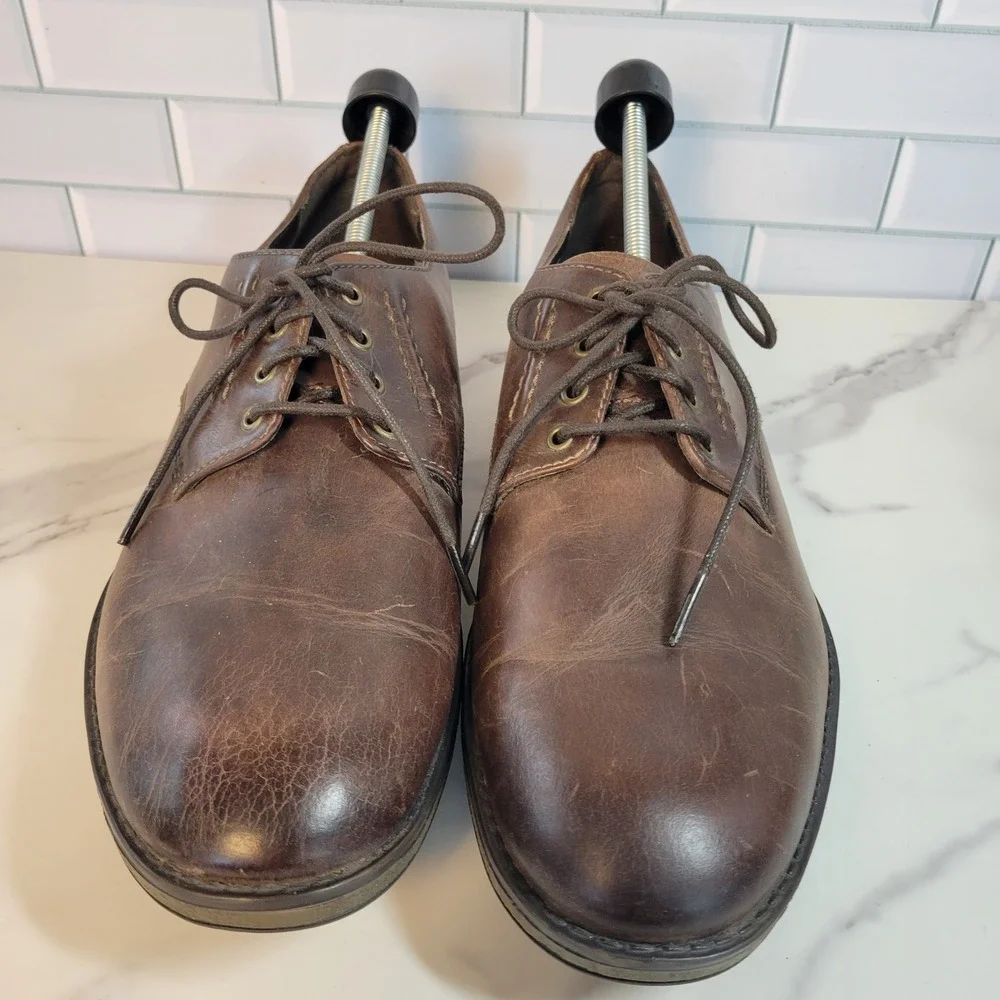 Clarks Derby Shoes Mens Size 12 Hinman Mahogany Leather Lace Up Distressed